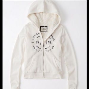 A&F SHERPA LOGO FULL-ZIP HOODIE